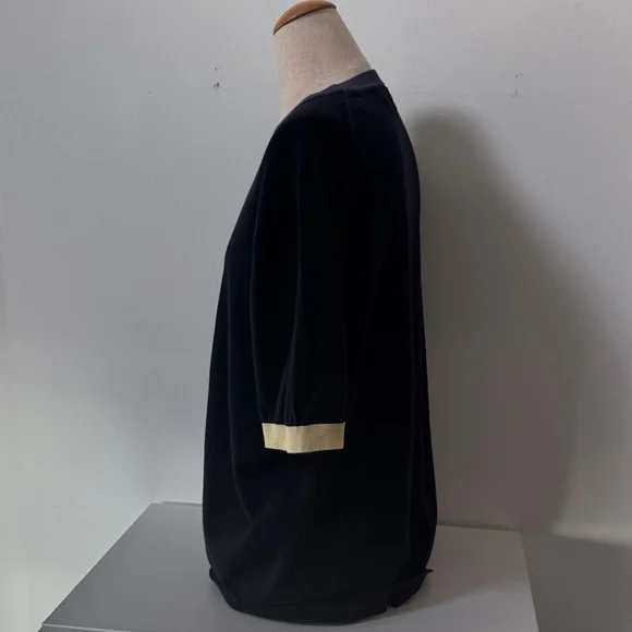 Men’s Massimo Dutti Dark Blue Sweater Tee with Yellow Accents and Gray Trim - Picture 1 of 6